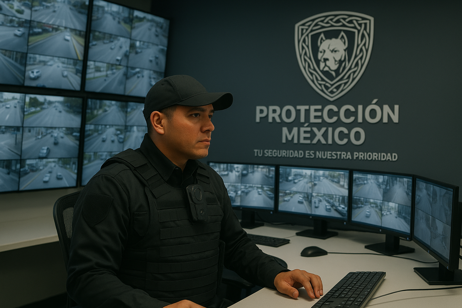 Centro de monitoreo con IA detectando comportamiento sospechoso.