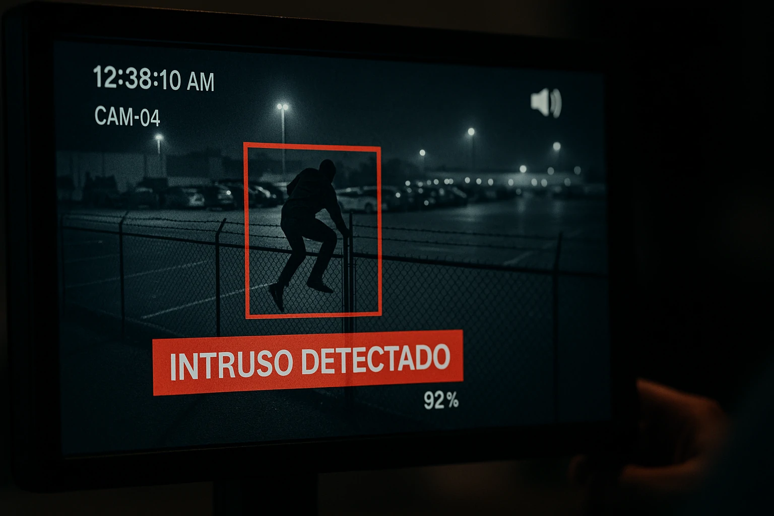 Monitor mostrando detección de intrusión con Inteligencia Artificial.